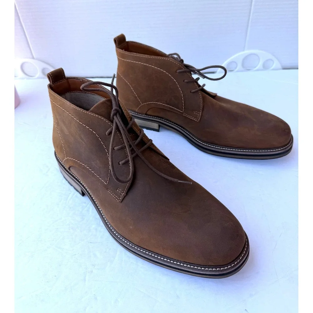 Steve Madden Brown Leather Lace Up New Tabriz Chukka‎ Mens 11 Ankle Boots